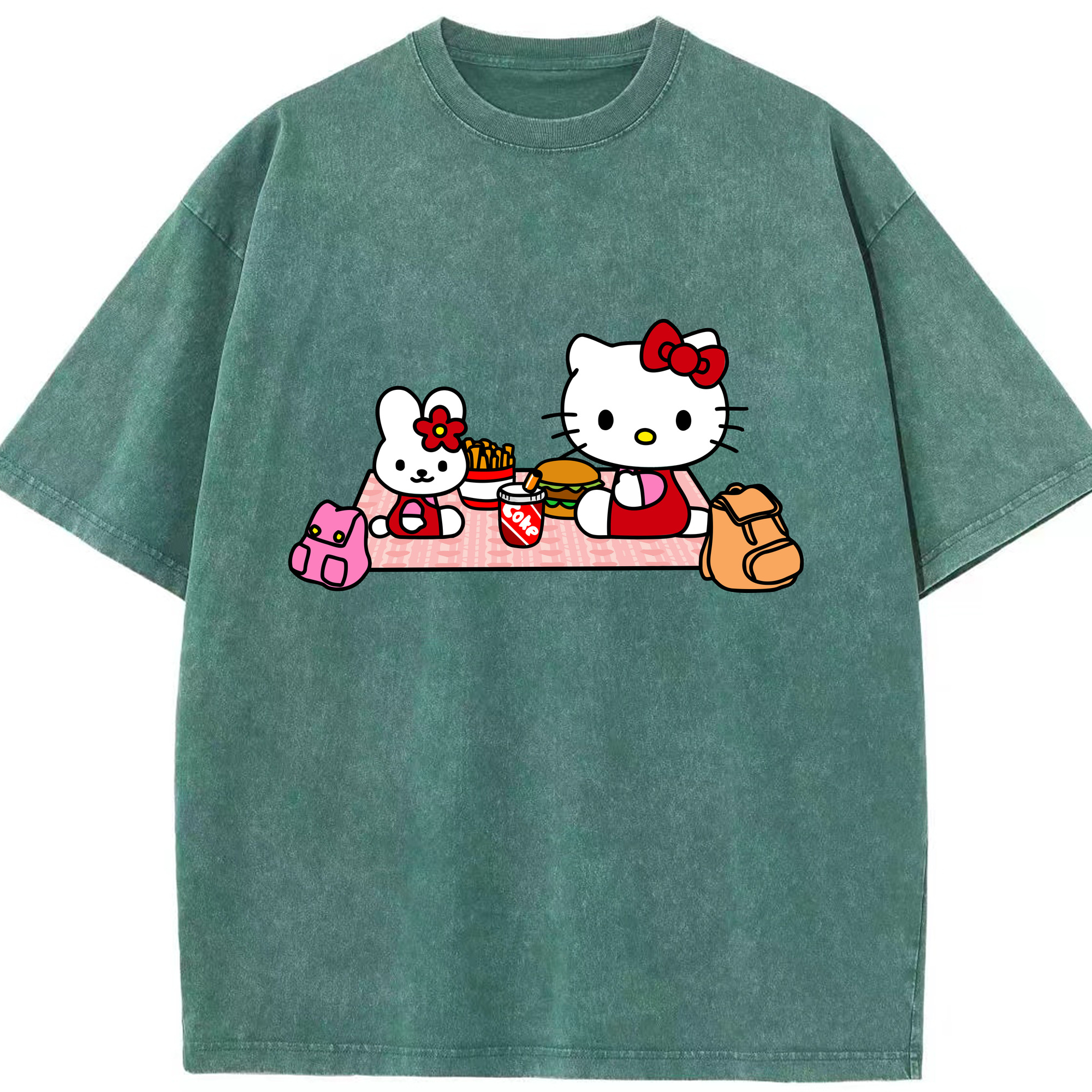 （画像用） Hello Kitty ハローキティ 綿100% ヴィンテージ風 半袖Tシャツ（フロントプリント）